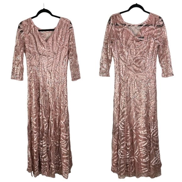Tahari Sequin Embroidered A-Line Gown in Petal Pink Size 10 - Picture 1 of 8